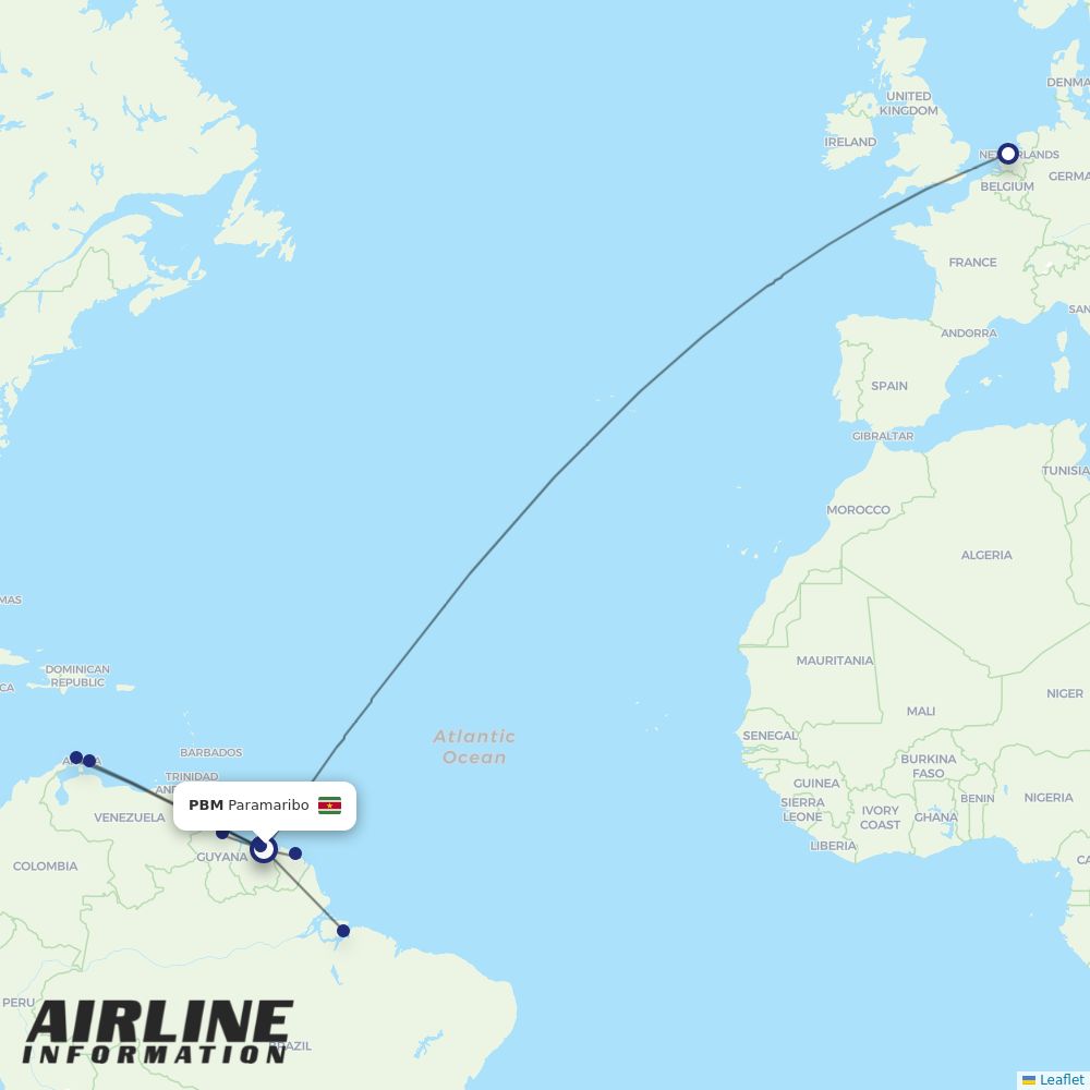 Surinam Airways airline PY flights, airports Airline Information