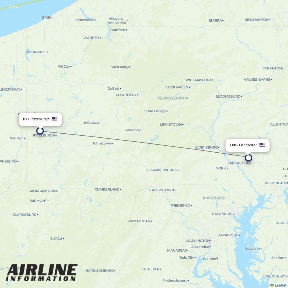 Airlines with flights from Pittsburgh to Lancaster (PIT to LNS