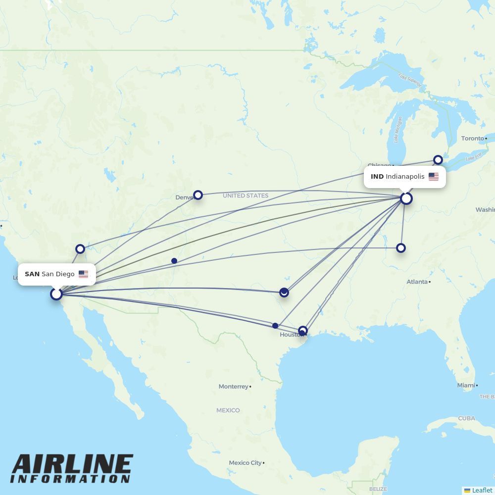 Airlines with flights from San Diego to Indianapolis (SAN to IND