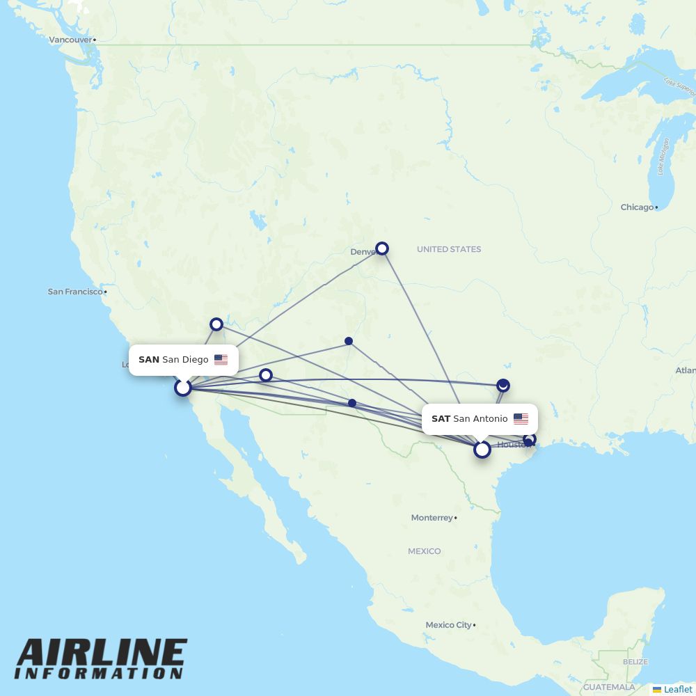 Airlines with flights from San Diego to San Antonio (SAN to SAT