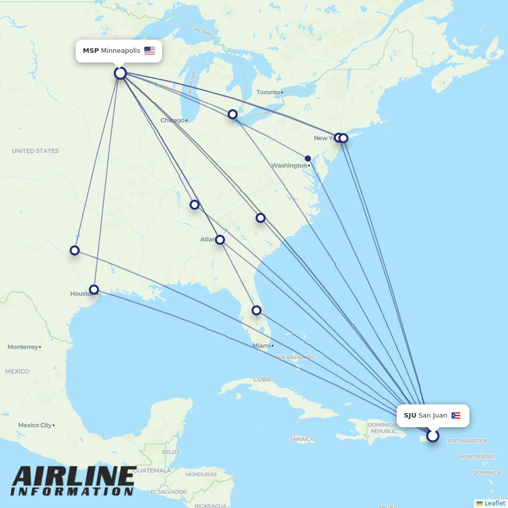 Airlines with flights from San Juan to Minneapolis (SJU to MSP