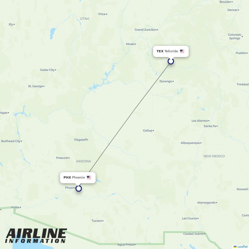Airlines with flights from Telluride to Phoenix (TEX to PHX) Airline
