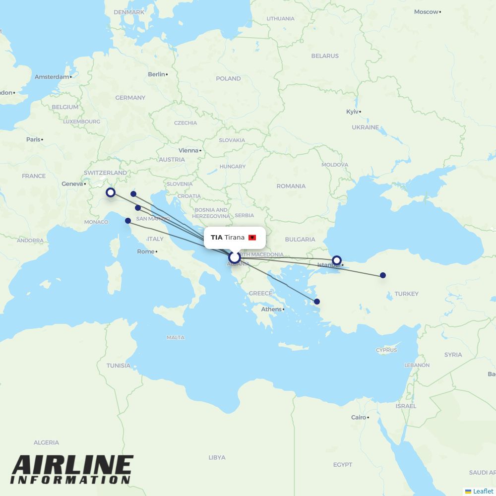 Air Albania airline ZB flights, airports Airline Information