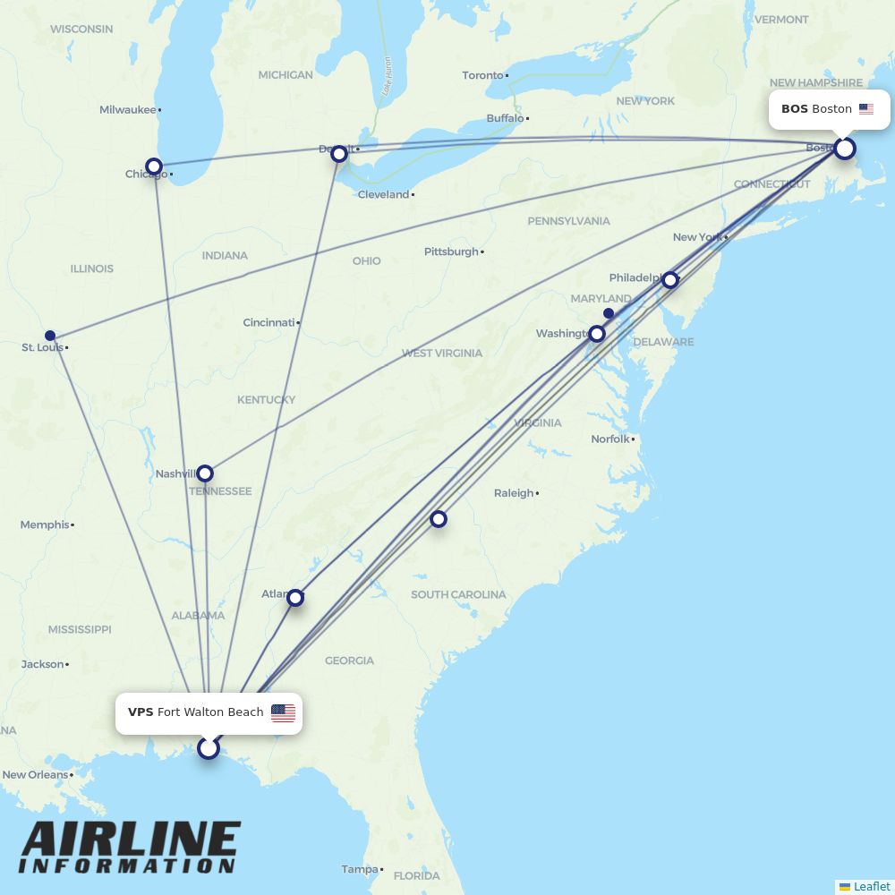 Airlines with flights from Fort Walton Beach to Boston (VPS to BOS