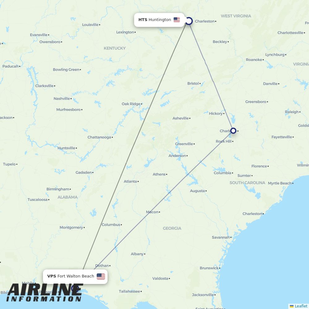 Airlines with flights from Fort Walton Beach to Huntington (VPS to HTS