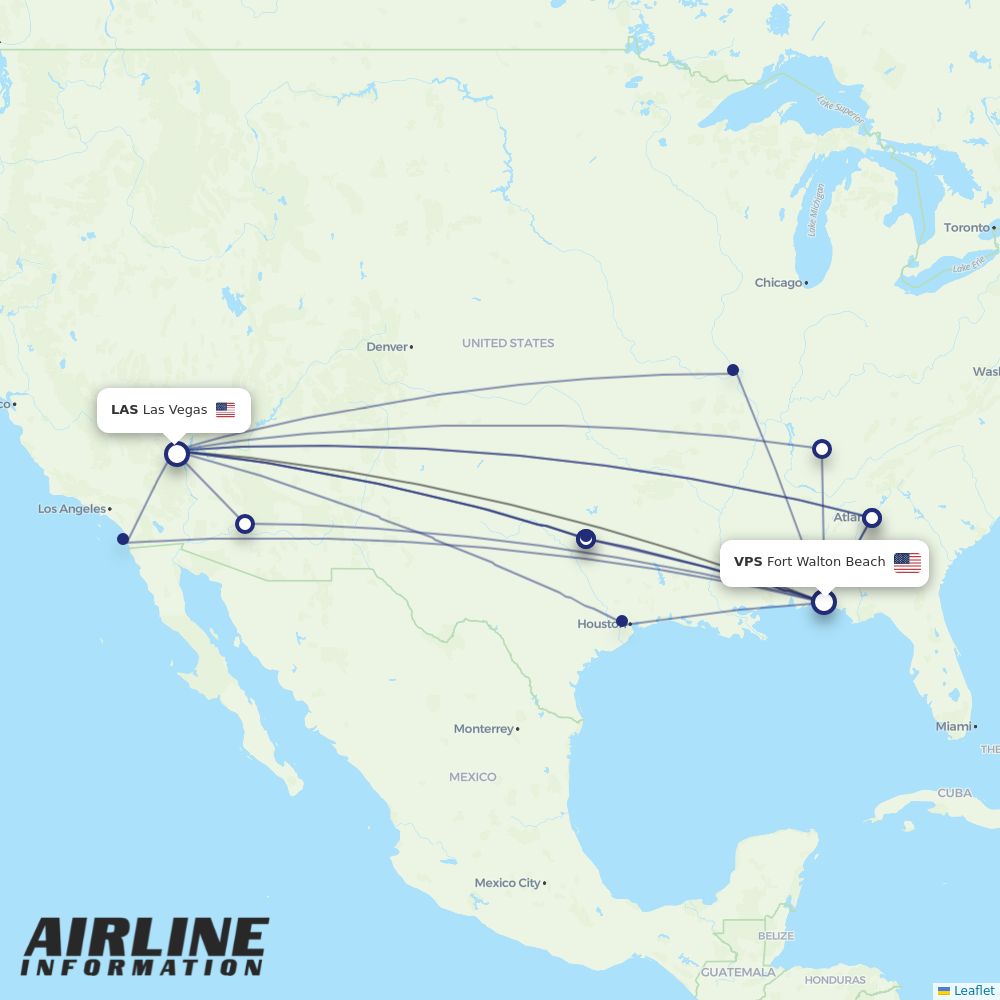 Airlines with flights from Fort Walton Beach to Las Vegas (VPS to LAS