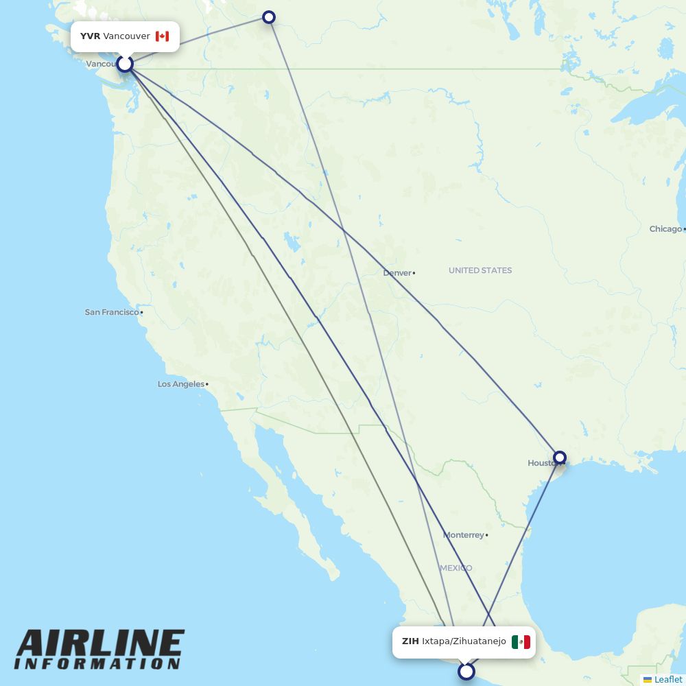 Airlines with flights from Vancouver to Ixtapa/Zihuatanejo (YVR to ZIH