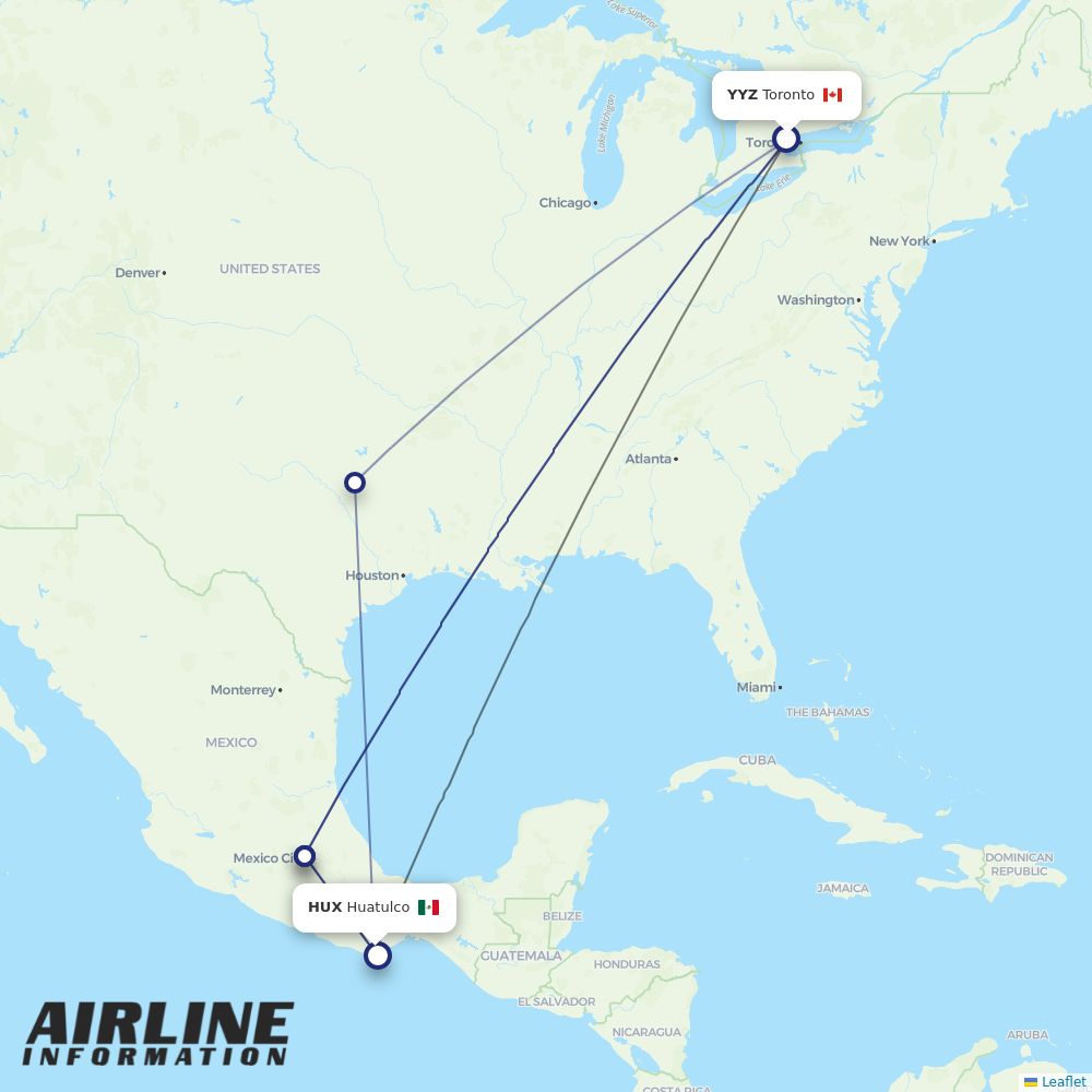 Airlines with flights from Toronto to Huatulco (YYZ to HUX) Airline