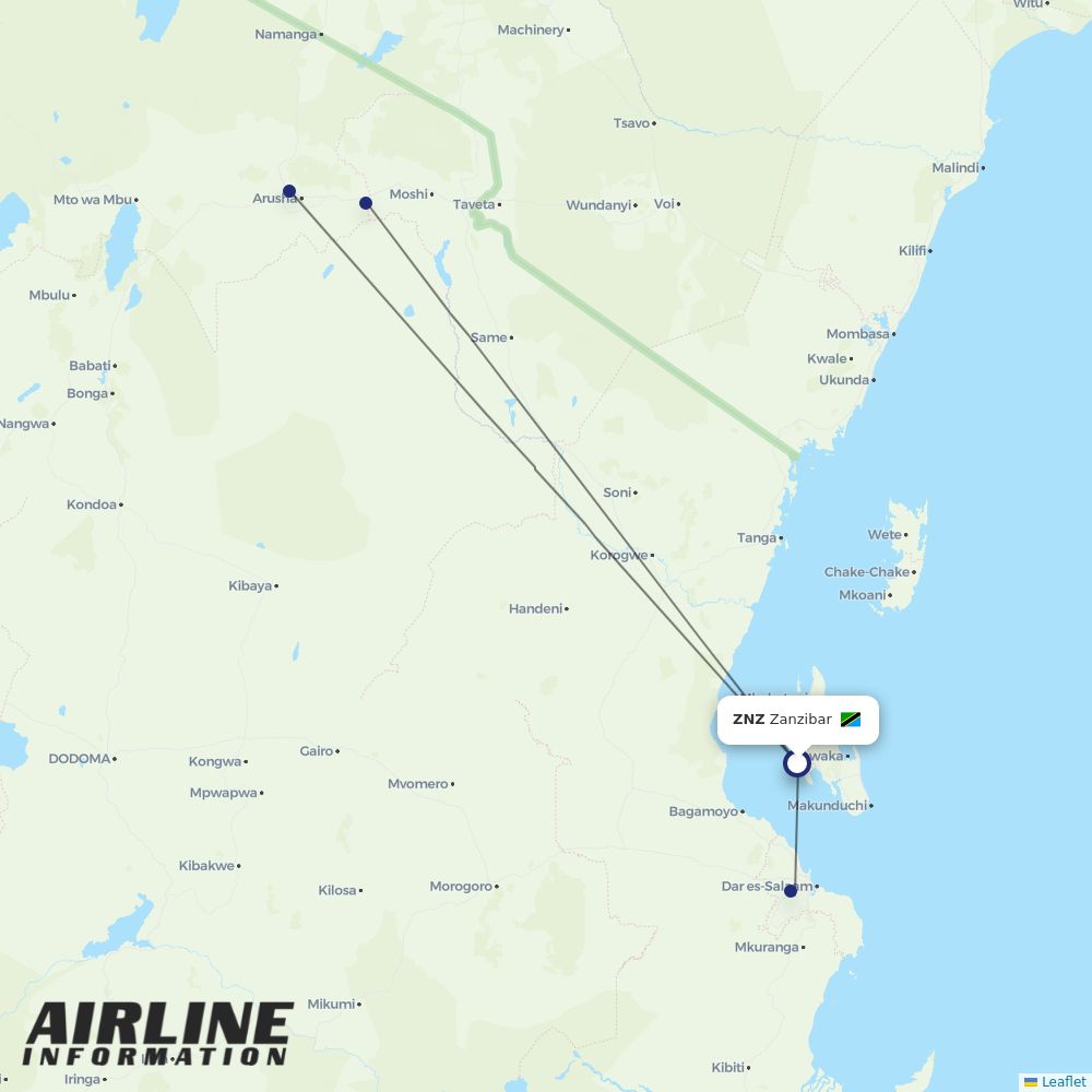 Air Tanzania airline TC flights, airports Airline Information