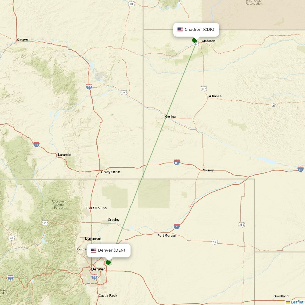 Chadron destinations 1 routes (2023) Airport Information