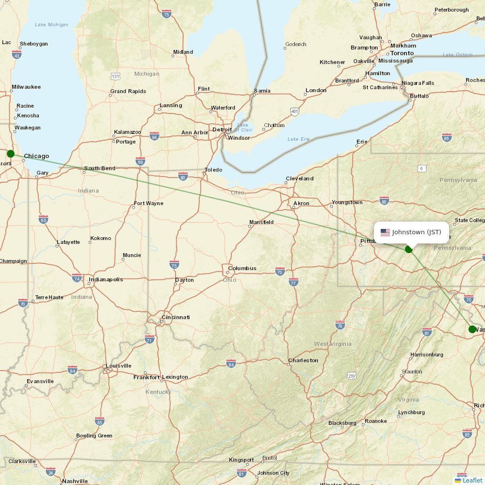 John Murtha JohnstownCambria County Airport (JST) arrivals today