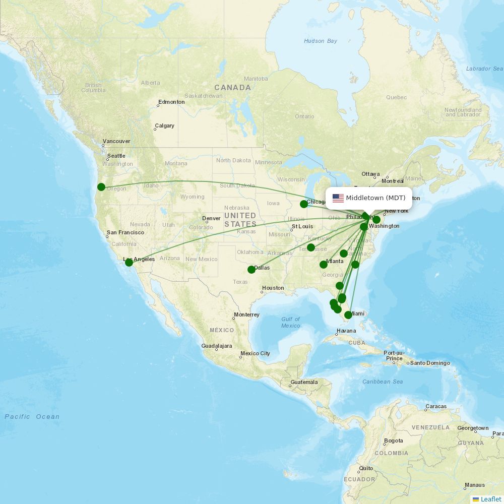 Middletown destinations 17 routes (2024) Airport Information