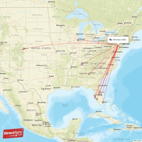 Direct flights from Allentown 13 destinations ABE, USA