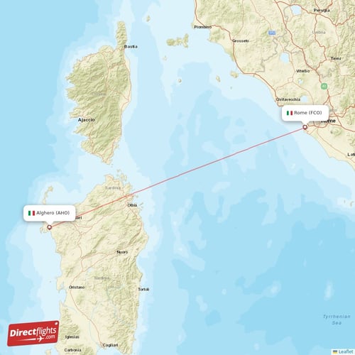 Direct flights from Alghero to Palermo, AHO to PMO nonstop