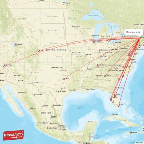Direct flights from Albany 27 destinations ALB, USA