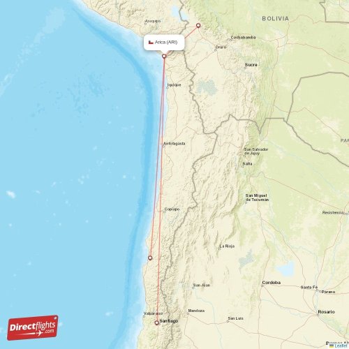 Direct flights from Santiago 67 destinations SCL, Chile