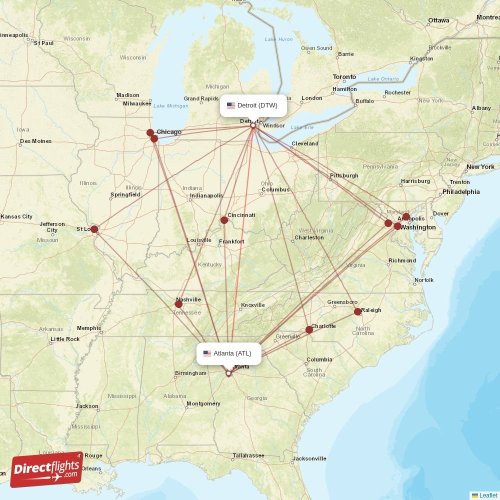 Direct flights from Atlanta to Detroit, ATL to DTW nonstop