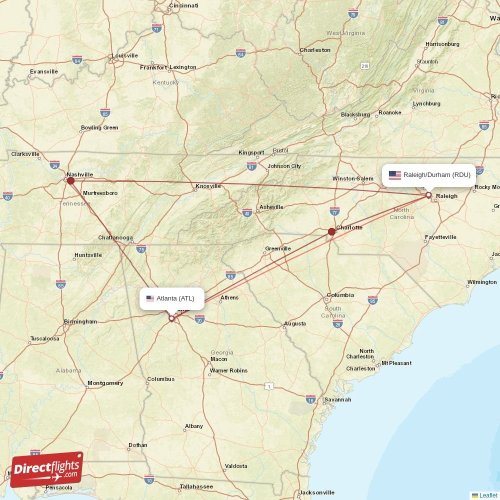 Direct flights from Atlanta to Raleigh/Durham, ATL to RDU nonstop