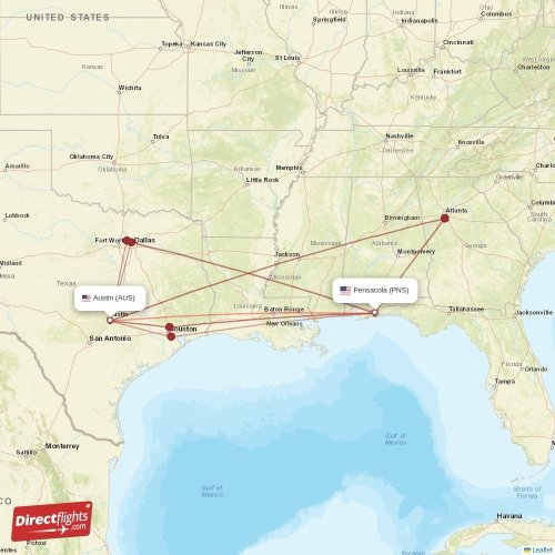 Direct flights from Austin to Pensacola, AUS to PNS nonstop