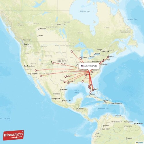Direct flights to Asheville AVL, USA