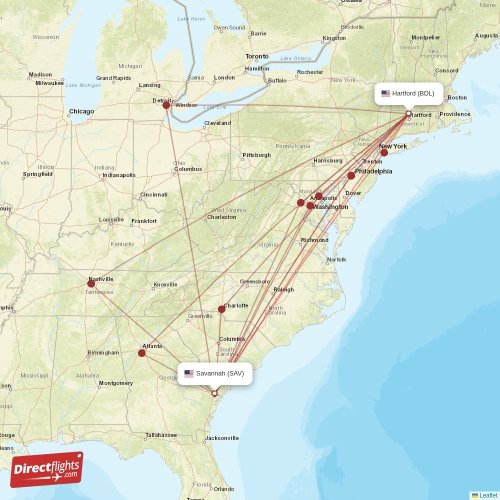 Direct flights from Hartford to Savannah, BDL to SAV nonstop