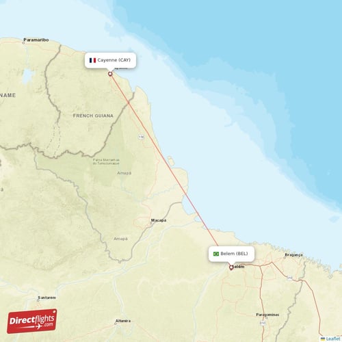 Direct flights from Belem to Cayenne, BEL to CAY nonstop