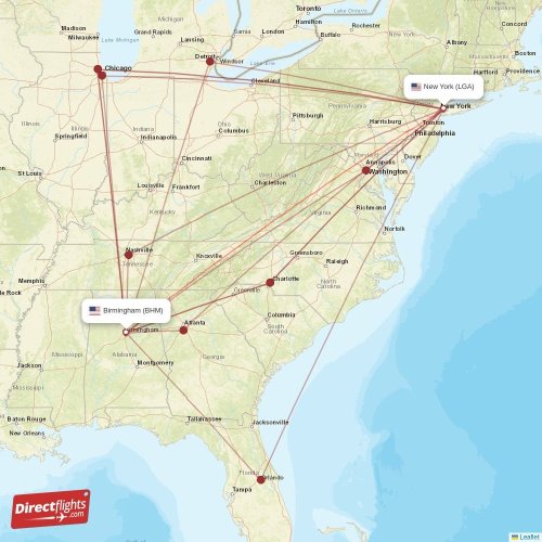 Direct flights from Birmingham to New York, BHM to LGA nonstop
