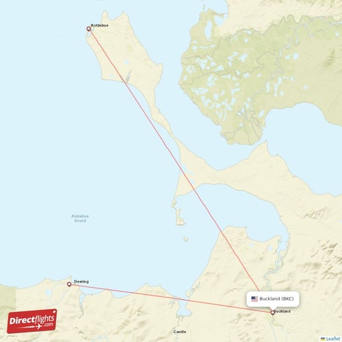 Direct flights from Buckland 2 destinations BKC, USA