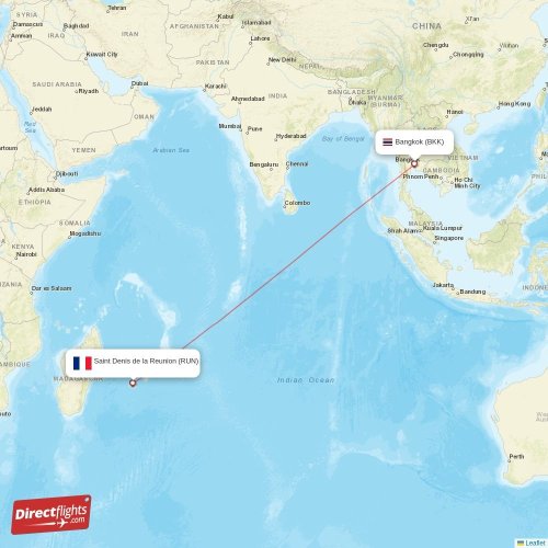 Direct flights from Bangkok to Saint Denis de la Reunion, BKK to RUN nonstop