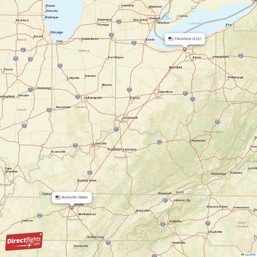 Direct flights from Nashville to Cleveland, BNA to CLE nonstop