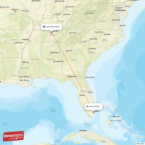 Direct flights from Nashville to Miami, BNA to MIA nonstop