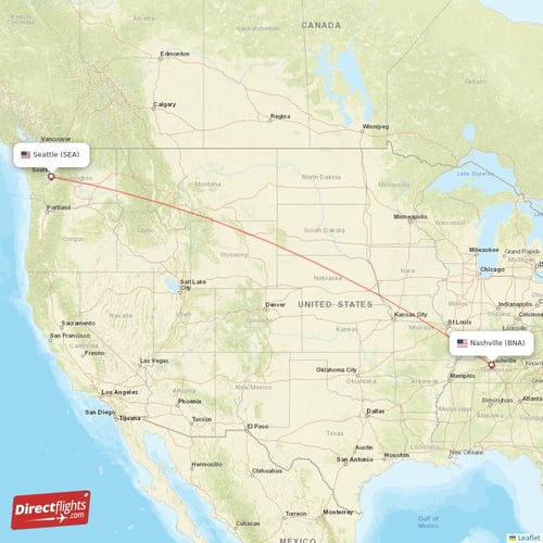 Direct flights from Nashville to Seattle, BNA to SEA nonstop