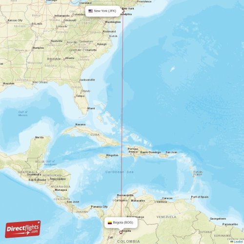 Direct flights from Bogota to New York, BOG to JFK nonstop