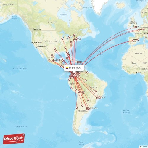 Find all direct flights to Bogota, Colombia
