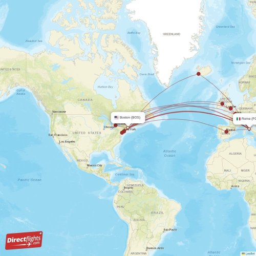 Direct flights from Boston to Rome, BOS to FCO nonstop