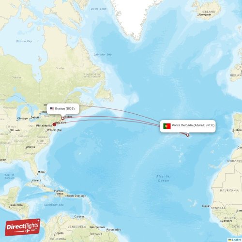 Direct flights from Boston to Ponta Delgada (Azores), BOS to PDL nonstop