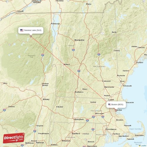 Direct flights from Boston to Saranac Lake, BOS to SLK nonstop