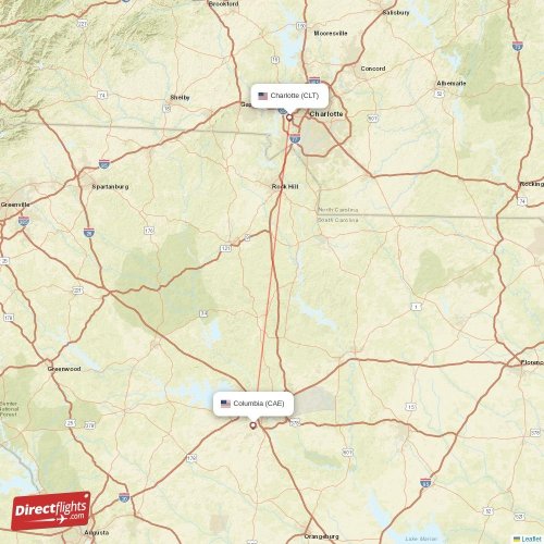 Direct flights from Columbia to Charlotte, CAE to CLT nonstop