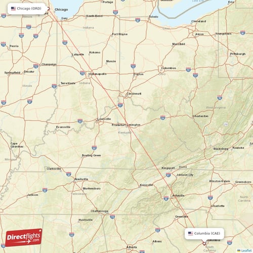 Direct flights from Columbia to Chicago, CAE to ORD nonstop