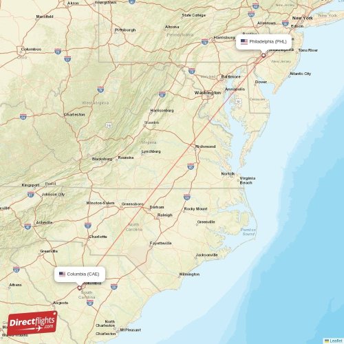 Direct flights from Columbia to Philadelphia, CAE to PHL nonstop