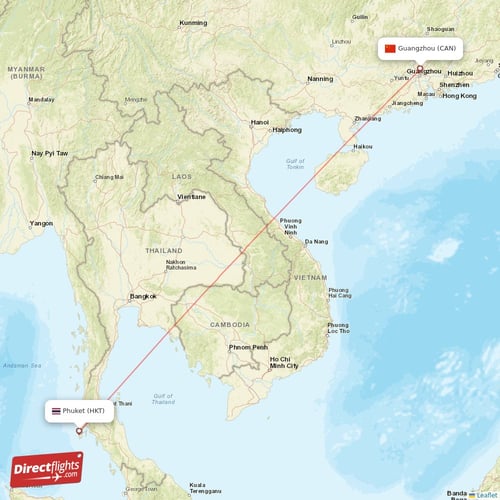 Direct flights from Guangzhou to Phuket, CAN to HKT nonstop