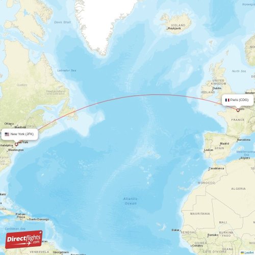 Direct flights from Paris to New York, CDG to JFK nonstop