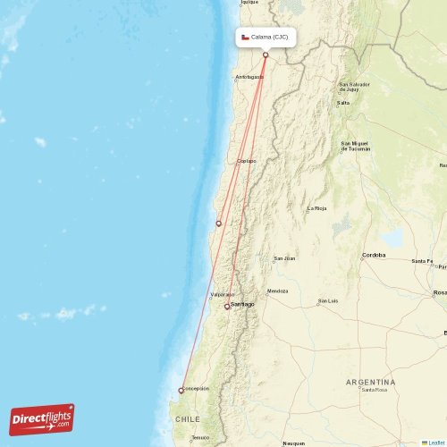 Direct flights from Santiago 67 destinations SCL, Chile