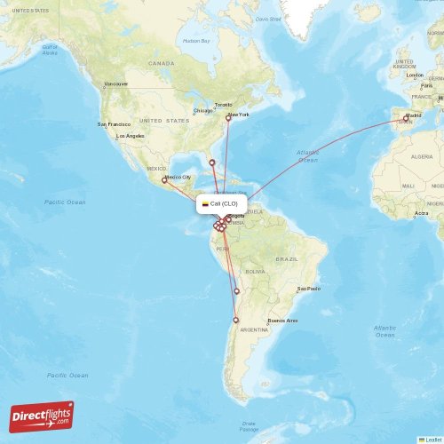 Direct flights from Cali 23 destinations CLO, Colombia