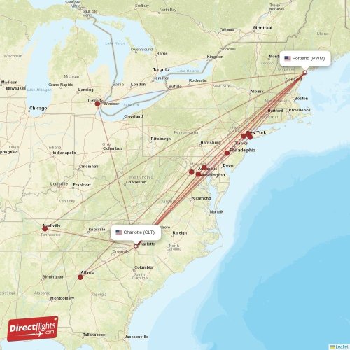 Direct flights from Charlotte to Portland, CLT to PWM nonstop