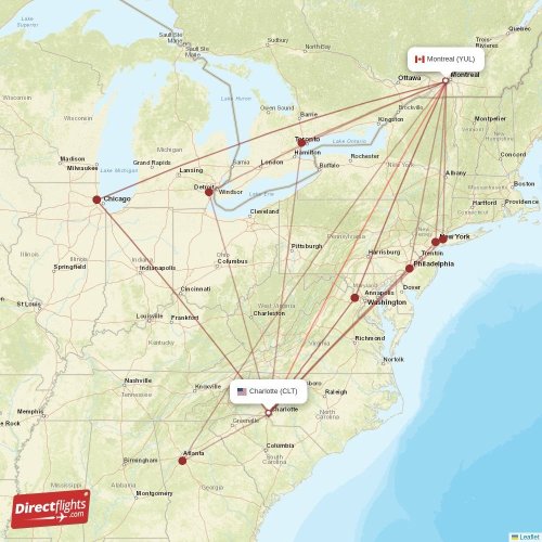 Direct flights from Charlotte to Montreal, CLT to YUL nonstop