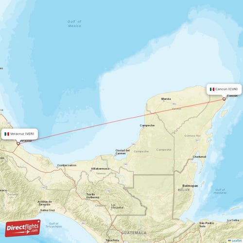 Direct flights from Cancun to Veracruz, CUN to VER nonstop