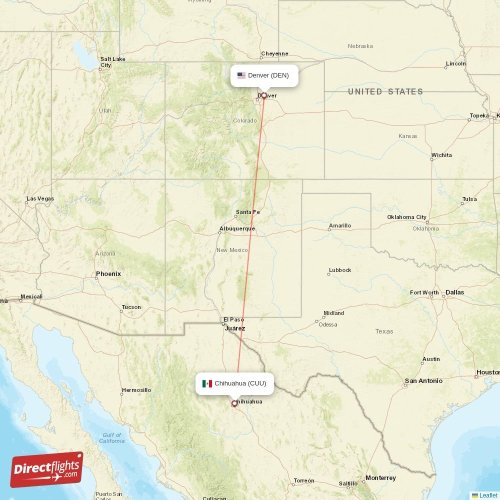 Direct flights from Denver to Chihuahua, DEN to CUU nonstop