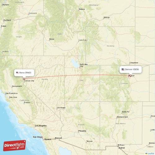 Direct flights from Denver to Reno, DEN to RNO nonstop
