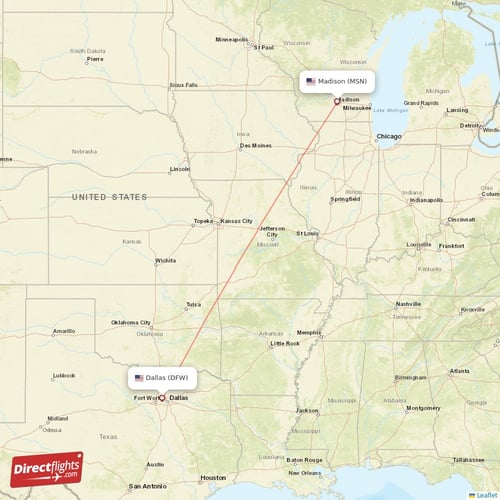 Direct flights from Dallas to Madison, DFW to MSN nonstop
